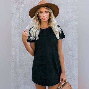 Vici Kacie Suede Mini Shift Dress - Black